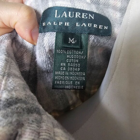 VTG Lauren Ralph Lauren Pastel Plaid Cotton Pullover Jacket Sz M Gray & Pink - Picture 8 of 11